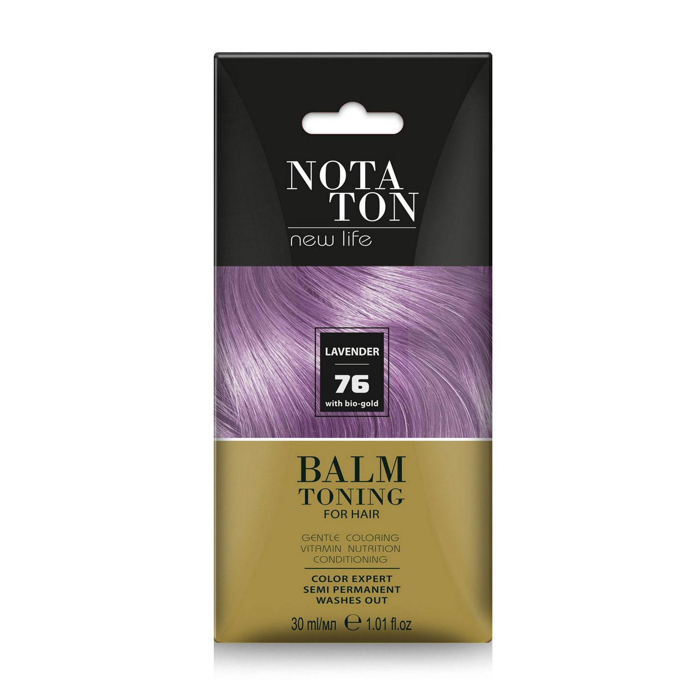 Тонувальний бальзам для волосся Notaton New Life Balm Toning з біо-золотом, 76 Лаванда, 30 мл