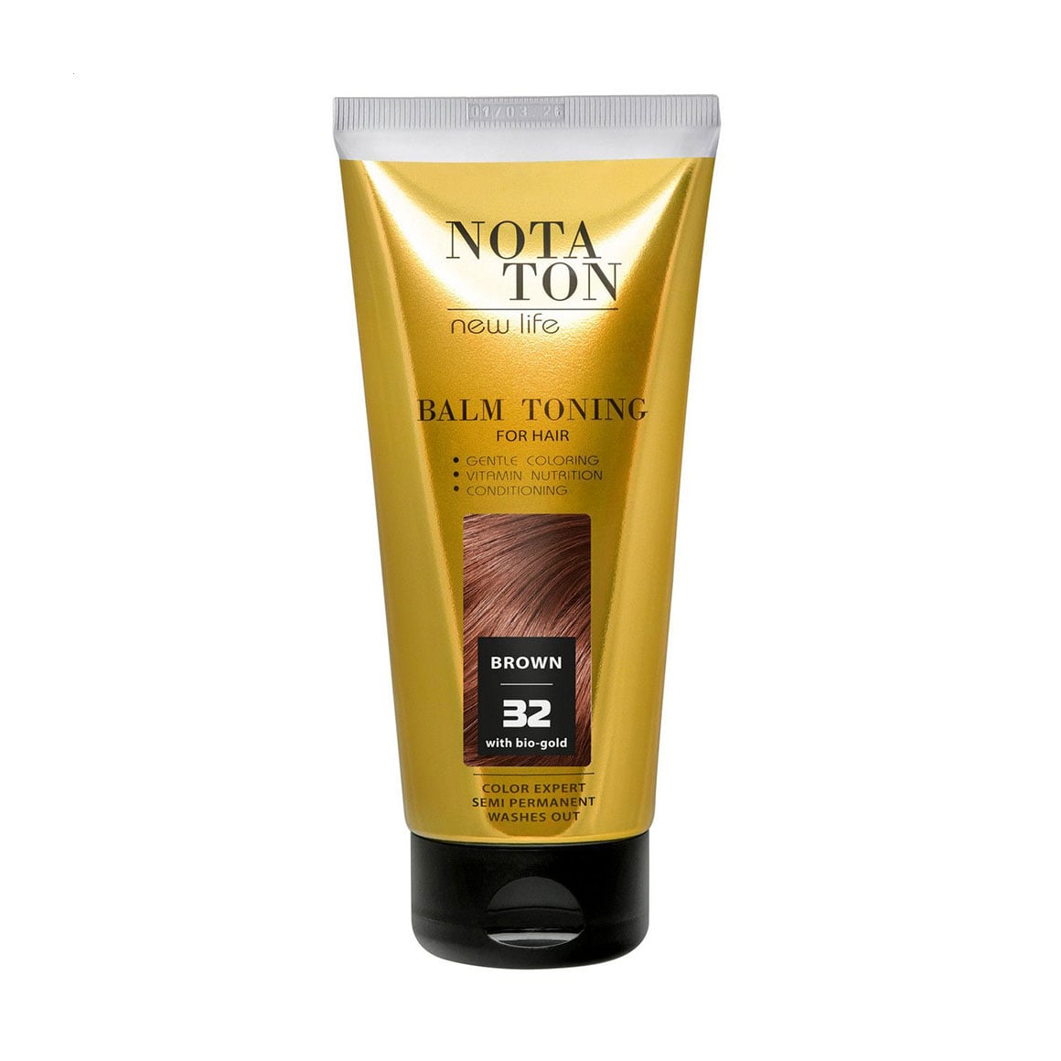 Тонувальний бальзам для волосся Notaton New Life Balm Toning з біо-золотом, 32 Коричневий, 150 мл
